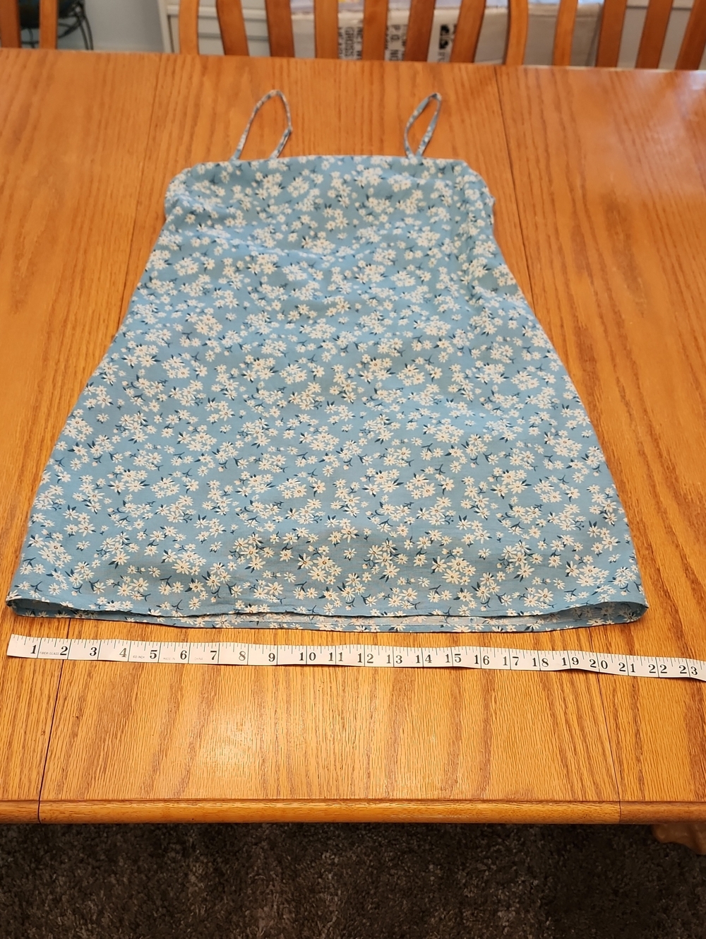 American Eagle Blue Floral Cotton Slip Dress with White Daisies - Picture 10 of 17